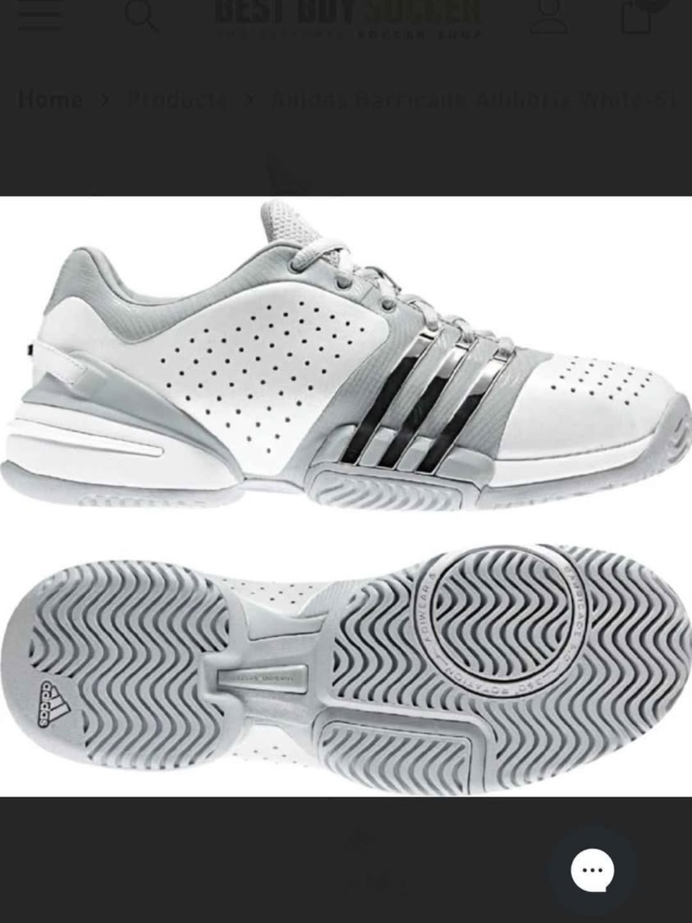 adidas White & Light Gray Tennis Shoes with Black Stripes